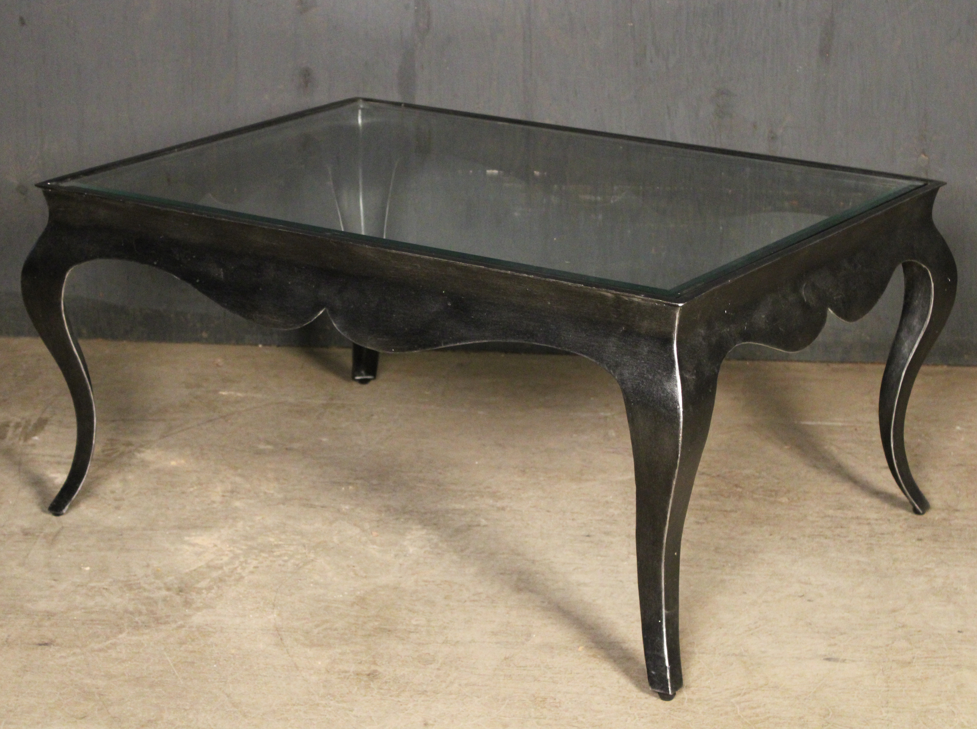 GLASS TOP METAL COFFEE TABLE