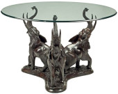 GLASS-TOP PATINATED BRONZE ELE