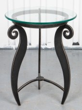 GLASS TOP SIDE TABLE WITH STEE