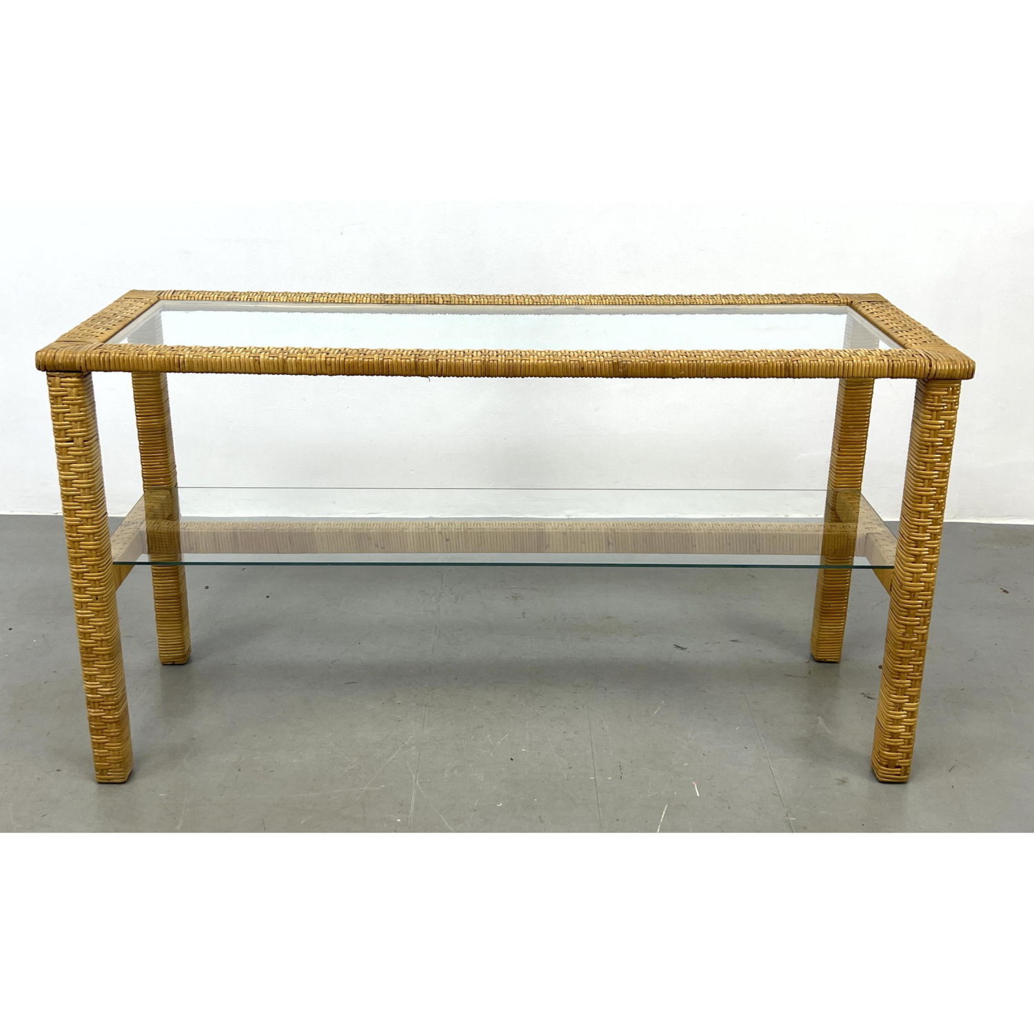Glass Top Wrapped Rattan Hall