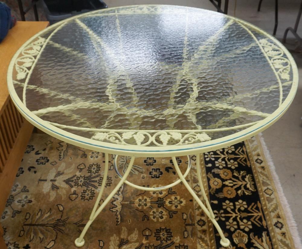 GLASS TOP YELLOW ENAMEL PAINTED