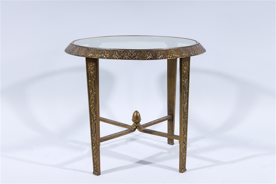 Glass topped antique bronze metal