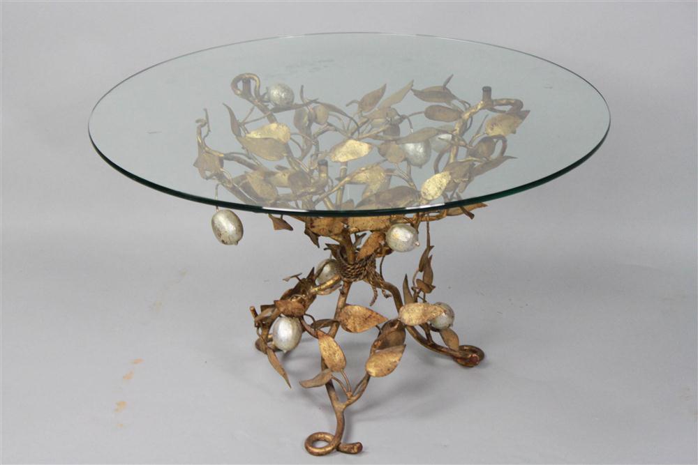 GLASS-TOPPED COFFEE TABLE WITH