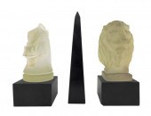 GLASS: TWO ART DECO FROSTED GL
