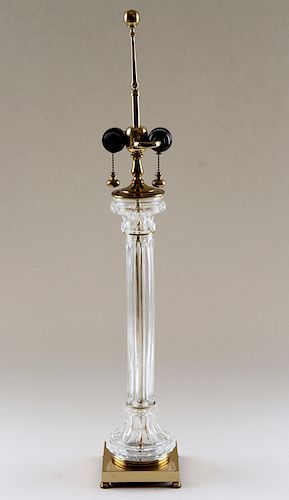 GLASS TWO LIGHT TABLE LAMP IN