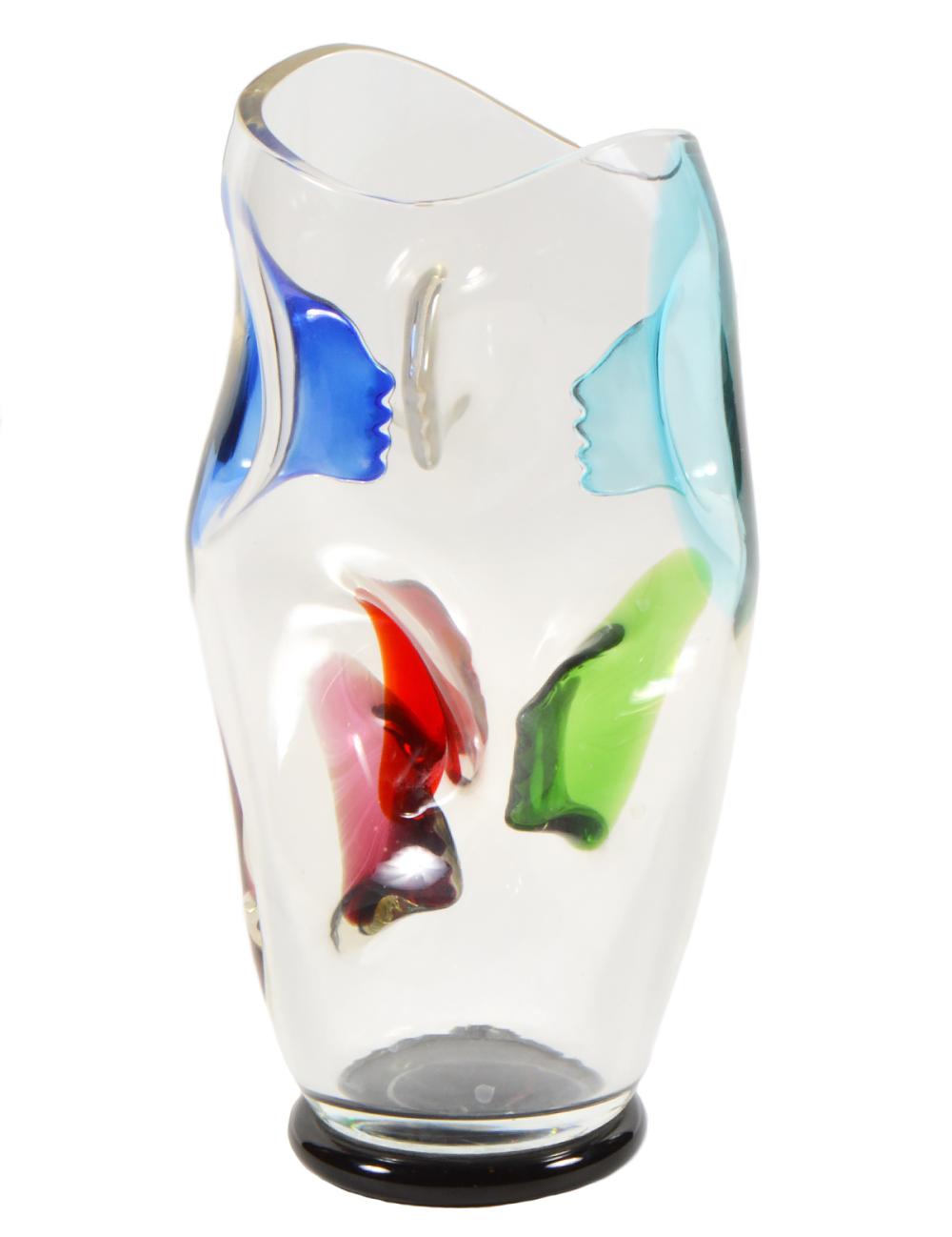 GLASS VASE WITH COLORED INVERTED