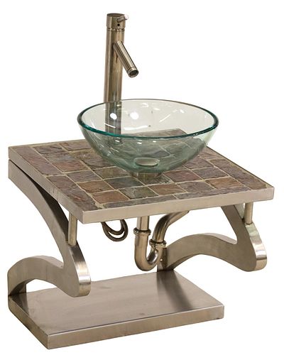 GLASS VESSEL SINK ON HAND-CRAFTED