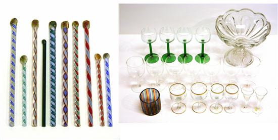 Glassware including one 19th C.