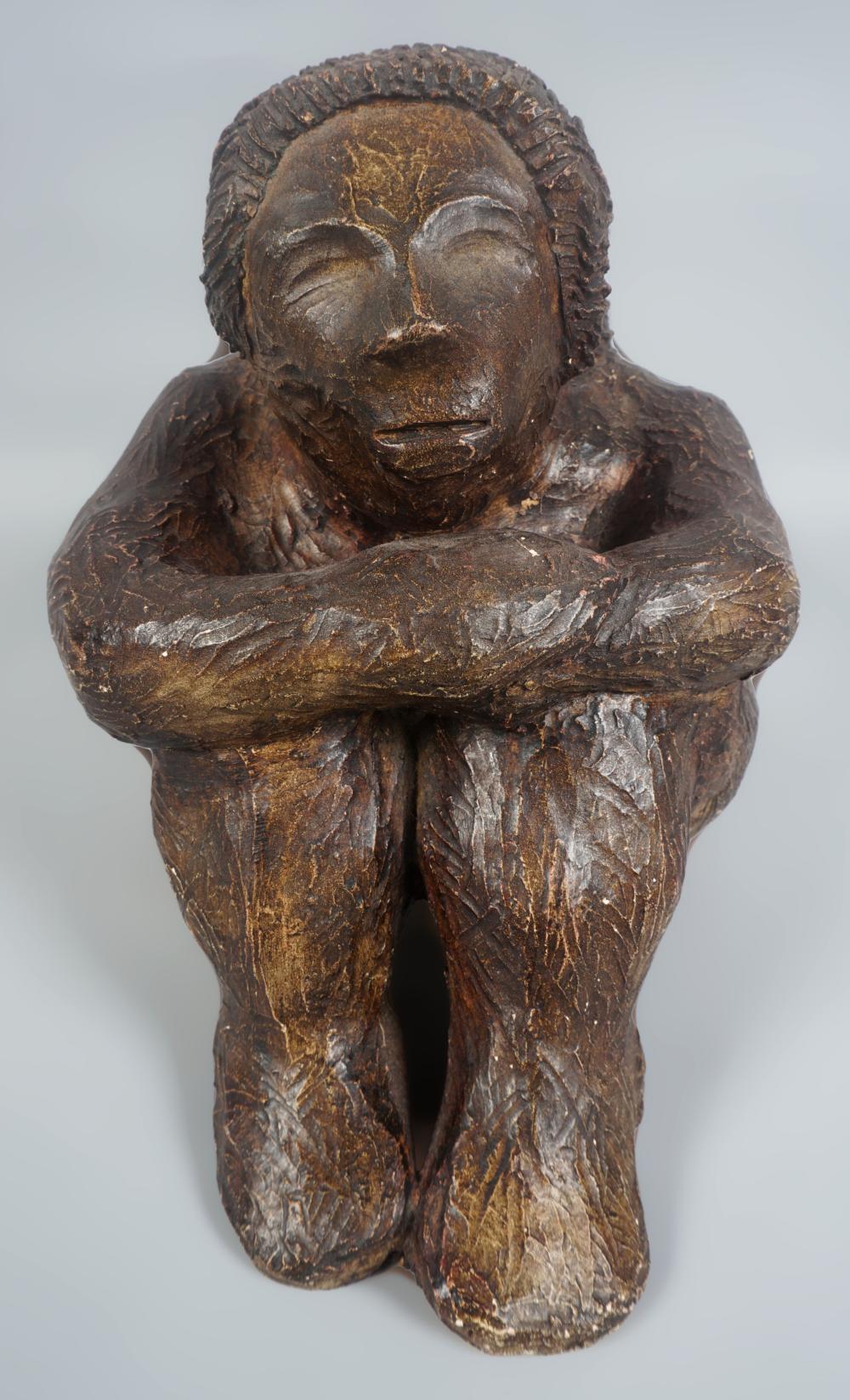 GLAZED AND PAINTED POTTERY FIGURE