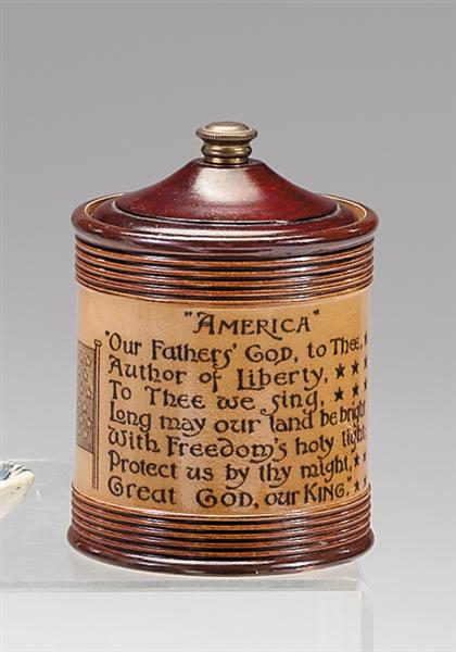 Glazed  and transfer printed  jar.