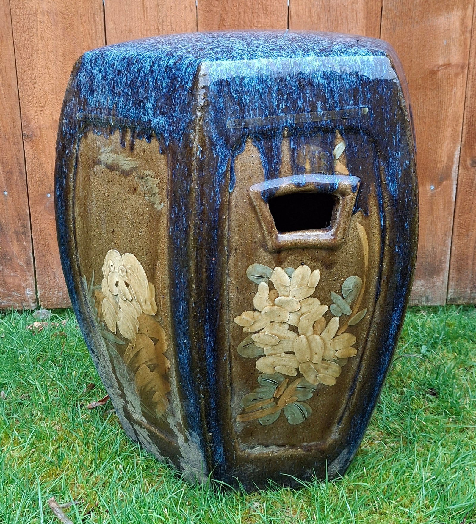 GLAZED ASIAN GARDEN STOOL WITH