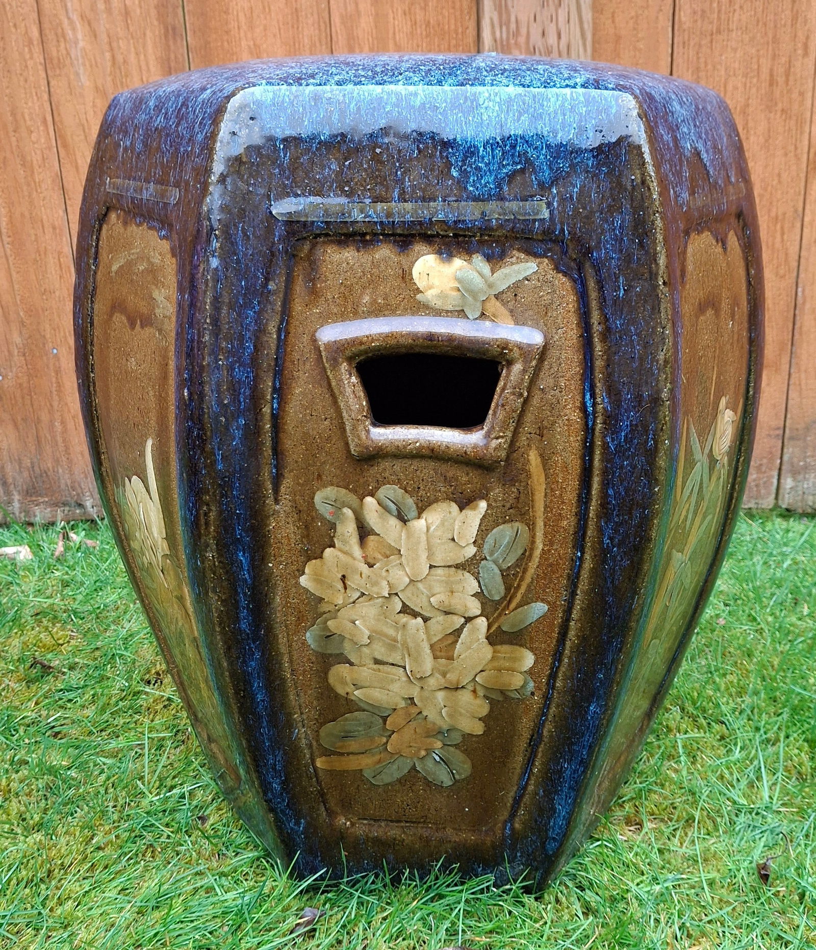 GLAZED ASIAN GARDEN STOOL WITH