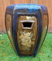 GLAZED ASIAN GARDEN STOOL WITH