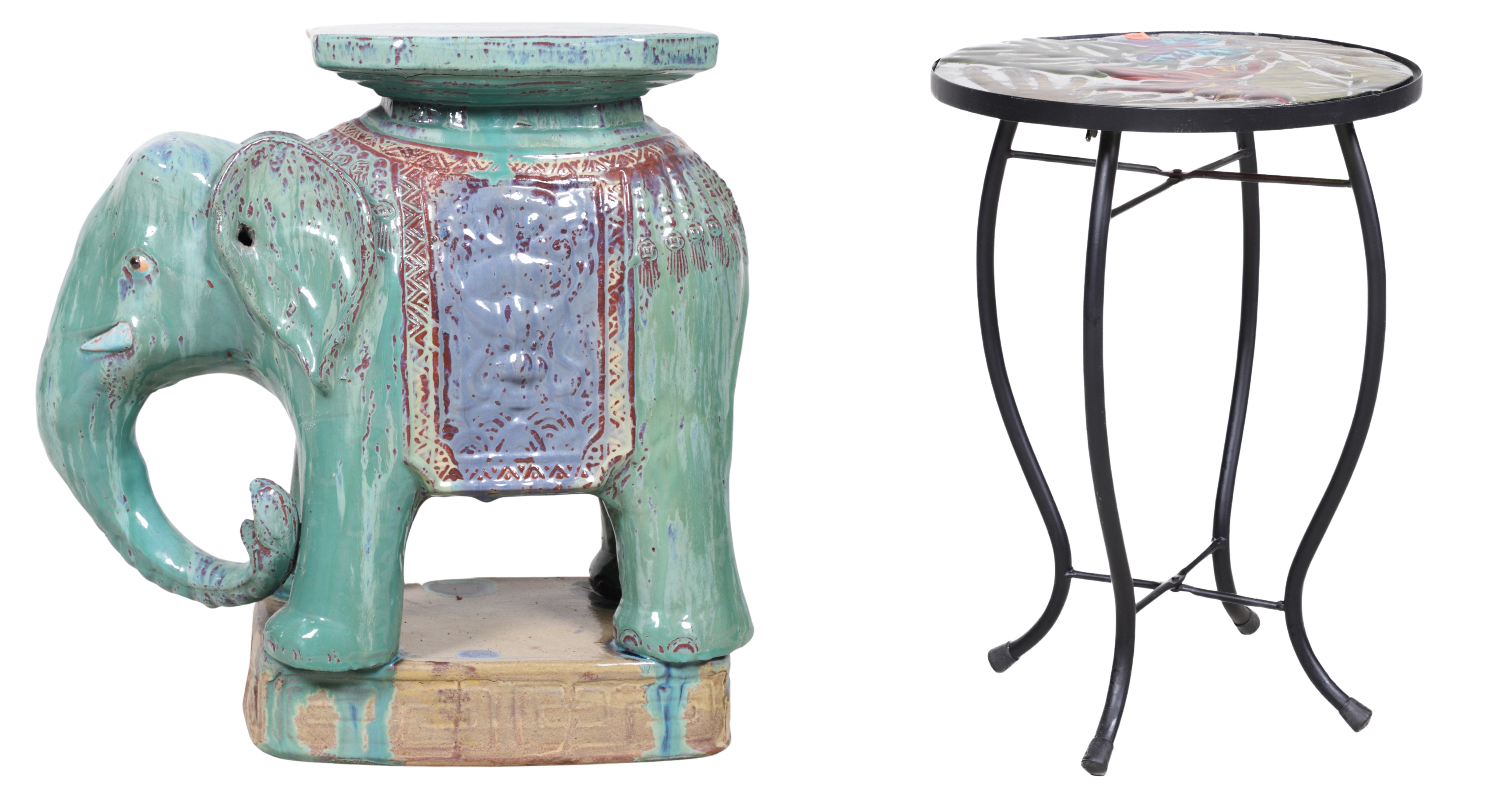 Glazed ceramic elephant garden