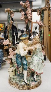 GLAZED CERAMIC FIGURAL GROUP O