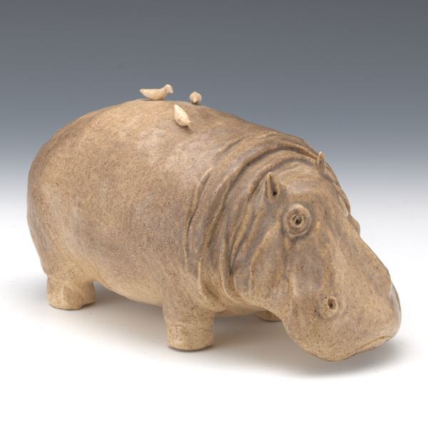 GLAZED CERAMIC HIPPOPOTAMUS 5 ½"