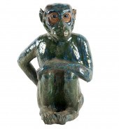 GLAZED CERAMIC MONKEY FIGUREun