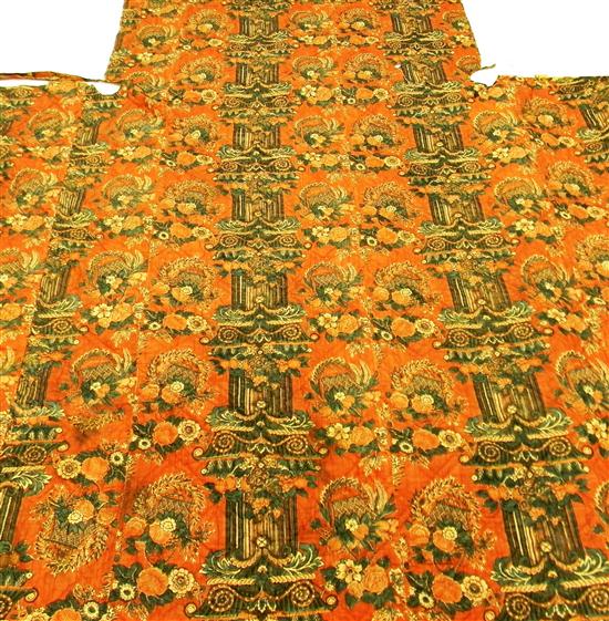 Glazed chintz quilt with cherry-red
