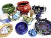 Glazed pottery including: blue