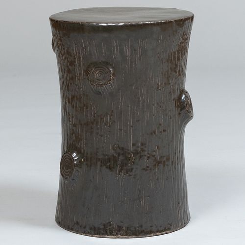 GLAZED POTTERY TREE TRUNK GARDEN