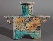 GLAZED POTTERY TWO HANDLED JAR