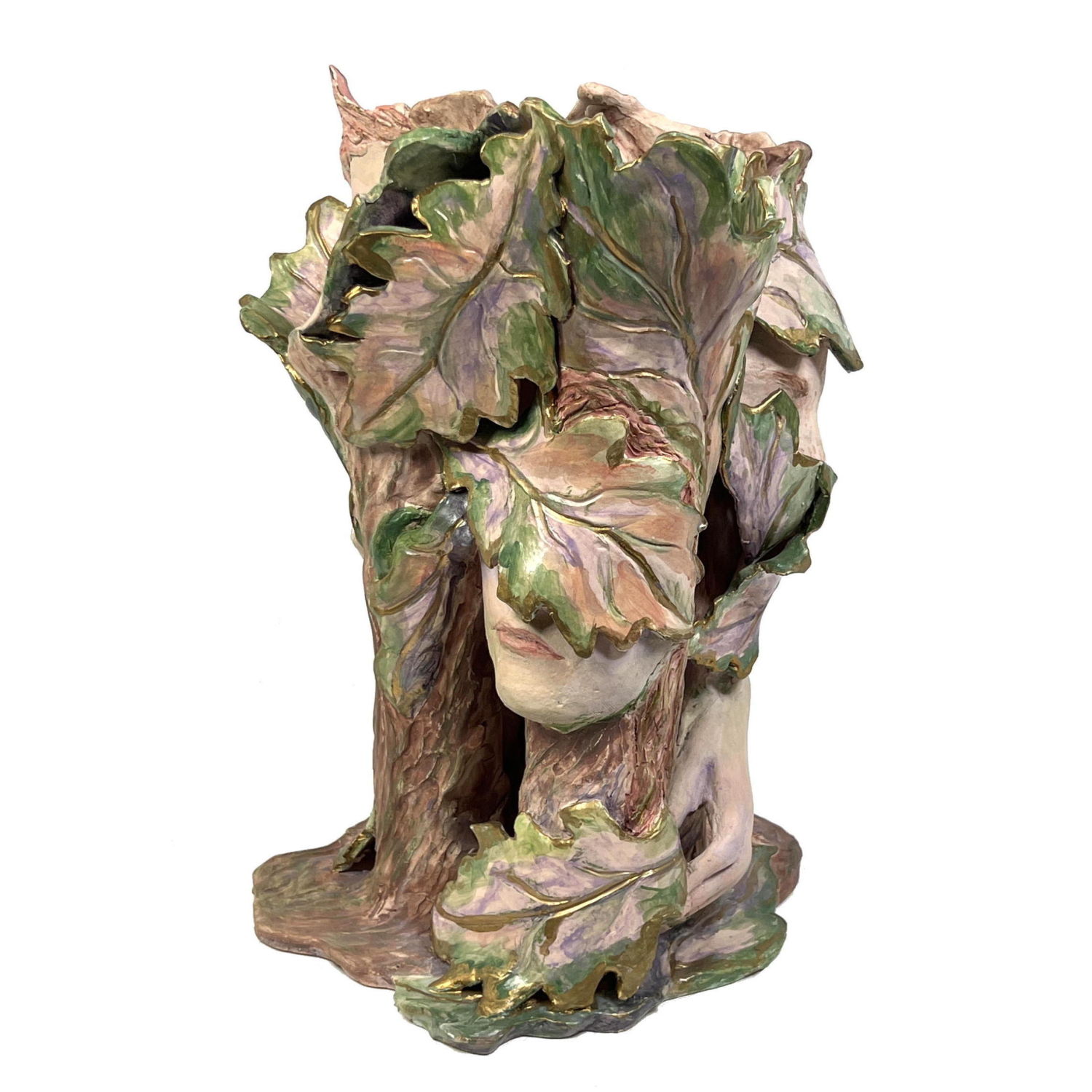 Glazed Pottery Vase Sculpture. Tree