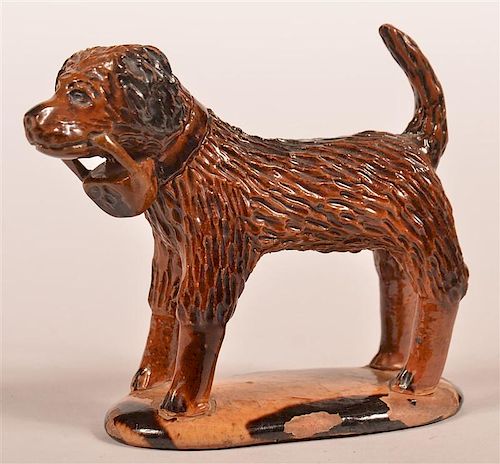 GLAZED REDWARE POTTERY FIGURE OF