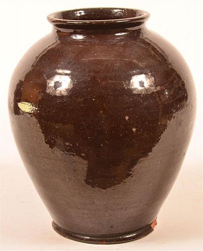 GLAZED REDWARE POTTERY LARGE