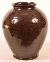 GLAZED REDWARE POTTERY LARGE S