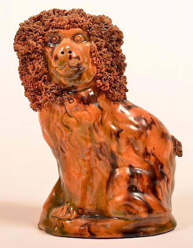 GLAZED REDWARE POTTERY SPANIEL