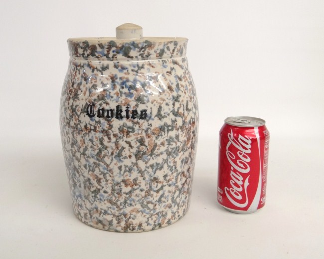 Glazed sponge decorated pottery