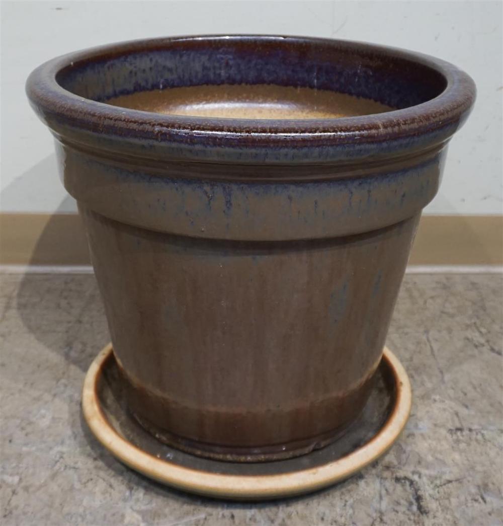 GLAZED STONEWARE JARDINIERE WITH