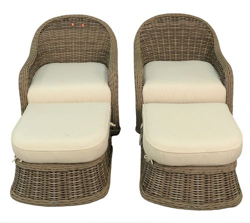 GLOSTER PAIR OF WOVEN SWIVEL