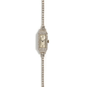GLYCINE, PLATINUM AND DIAMOND WATCH