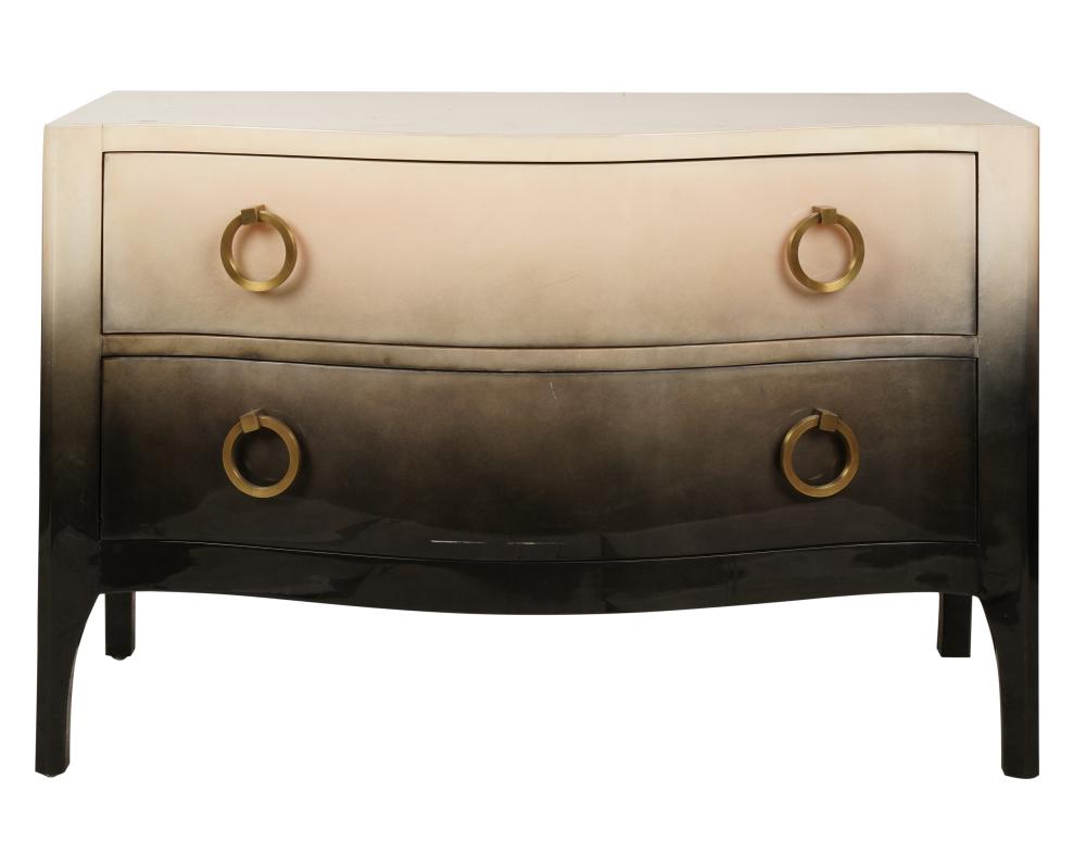 GOATSKIN PARCHMENT SERPENTINE CHEST