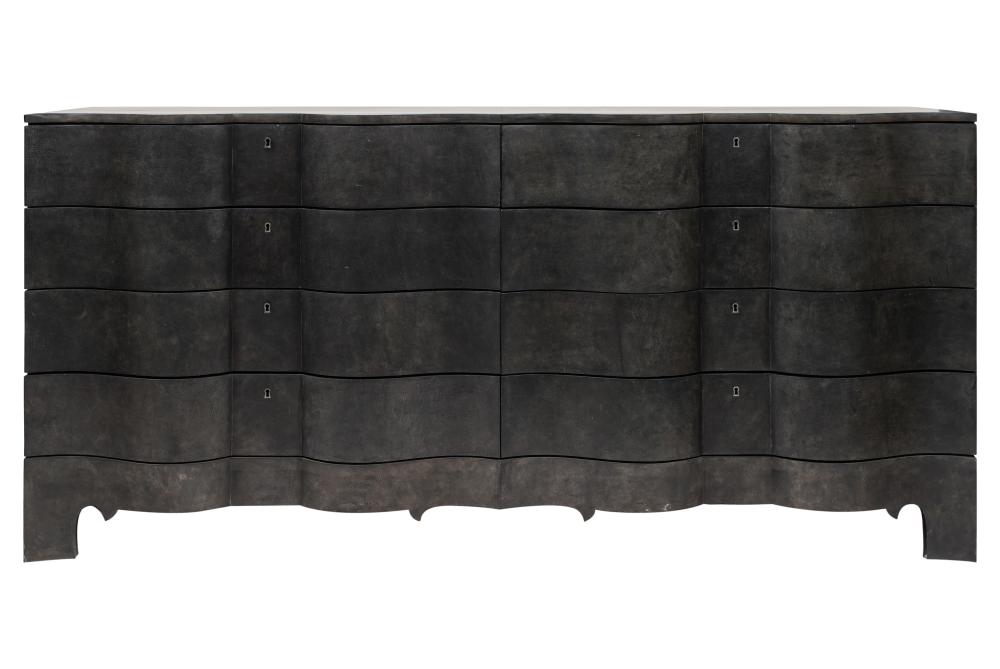 GOATSKIN PARCHMENT-VENEERED CHEST