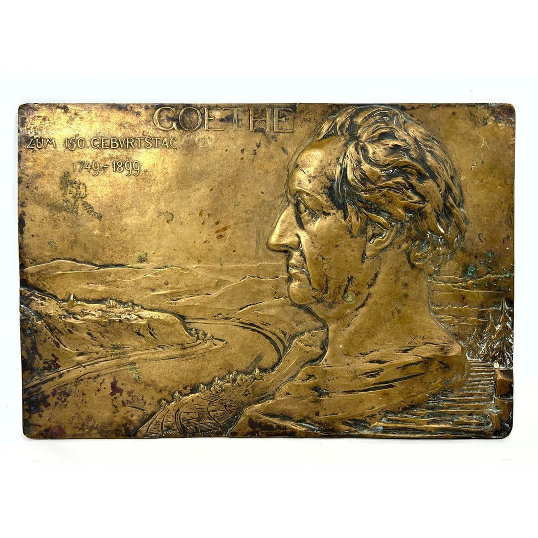 GOETHE bronze plaque. Portrait. Zum