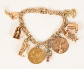 Gold 14K charm bracelet with a