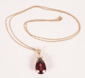 Gold 14K rhodolite garnet pend