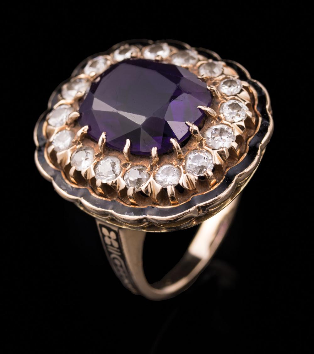 GOLD, AMETHYST, DIAMOND, ENAMEL