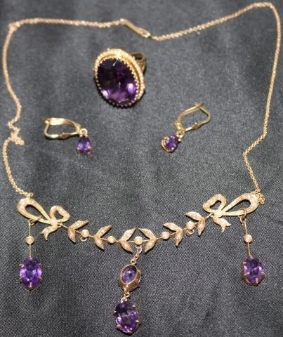 GOLD AND AMETHYST LOT TO INCLUDE: