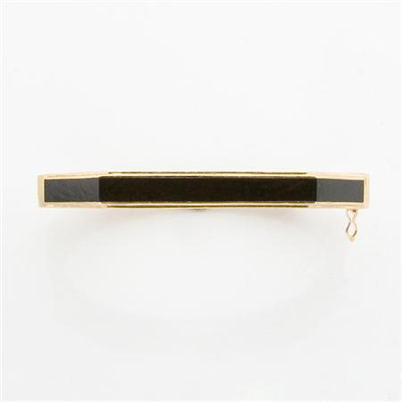 Gold and Black Onyx Bangle Bracelet
