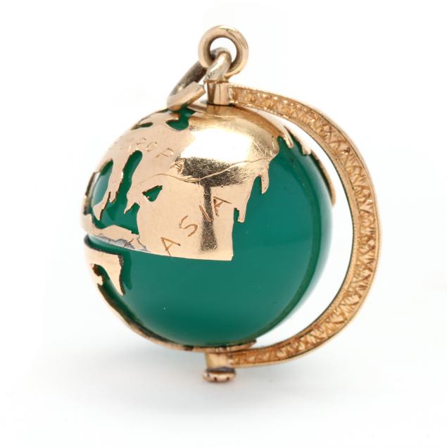 GOLD AND CHALCEDONY GLOBE CHARM The