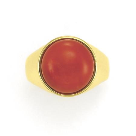 Gold and Coral Ring 	 