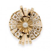 Gold and Cultured Pearl Bow Cl
