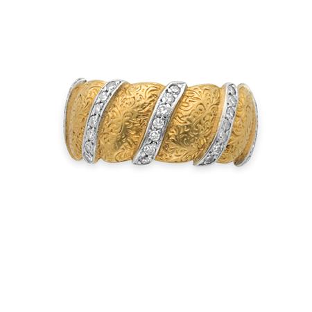 Gold and Diamond Band Ring,