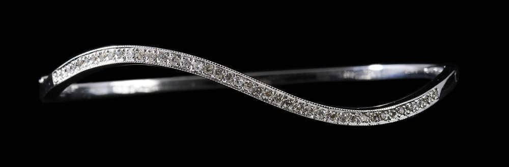 Gold and Diamond Bangle Bracelet 14