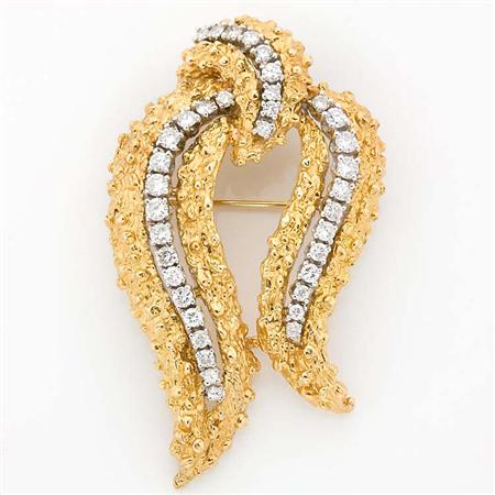 Gold and Diamond Brooch 	 