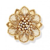 Gold and Diamond Flower Brooch