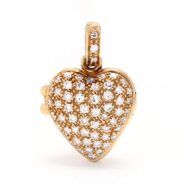 GOLD AND DIAMOND HEART LOCKET,